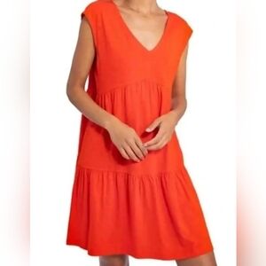 Social Standard by Sanctuary Orange Tiered T-shirt Dress Women's Size Large